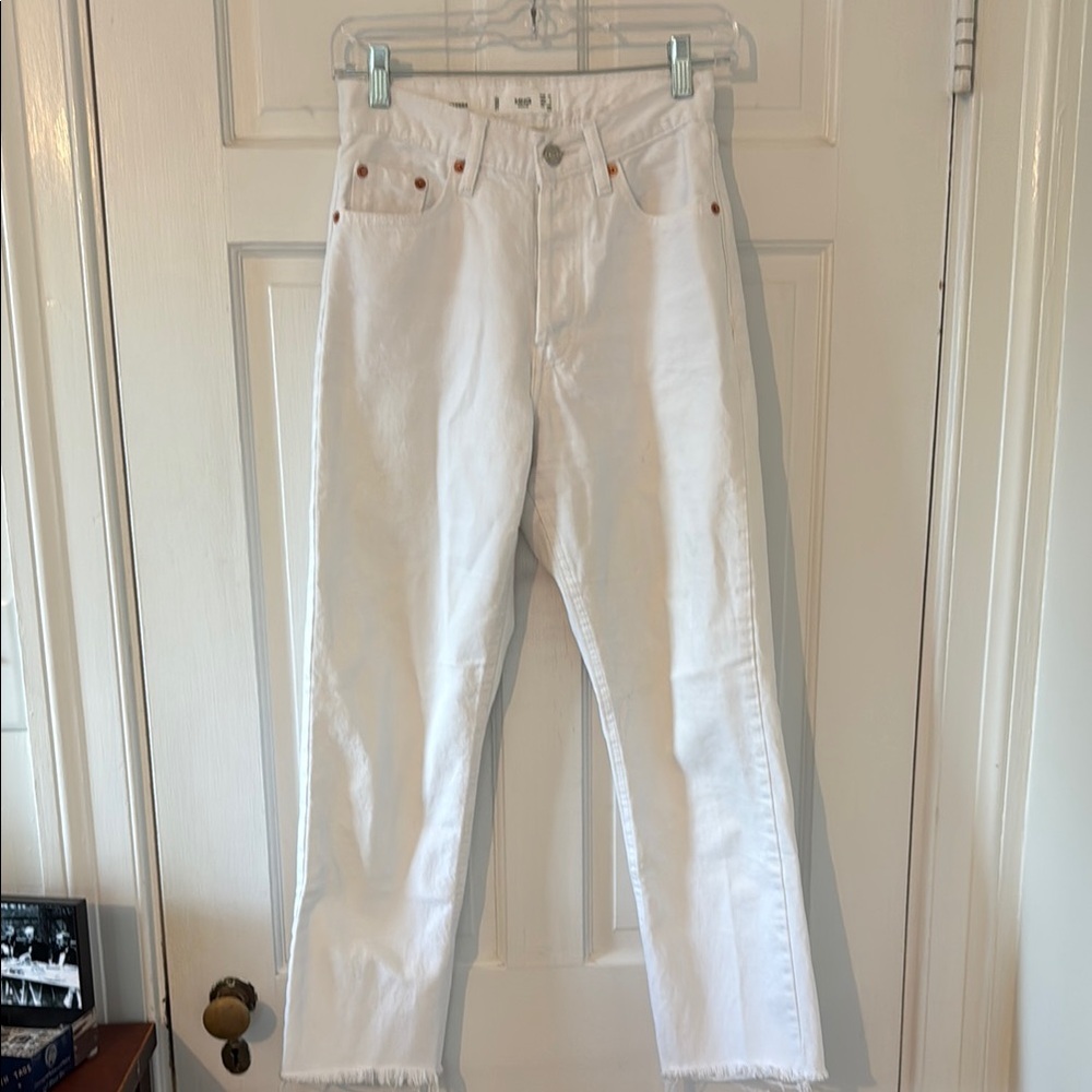 Mango White Ankle Cropped Jeans